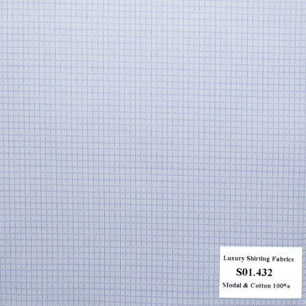 S01.432 - Sơmi Cotton & Modal - Xanh Dương Caro